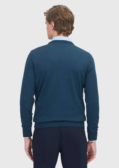 Petrolblaues Strick-Sweatshirt