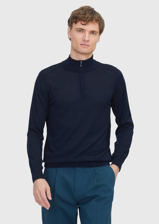 Marineblaues Strick-Sweatshirt