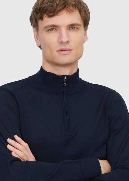 Marineblaues Strick-Sweatshirt
