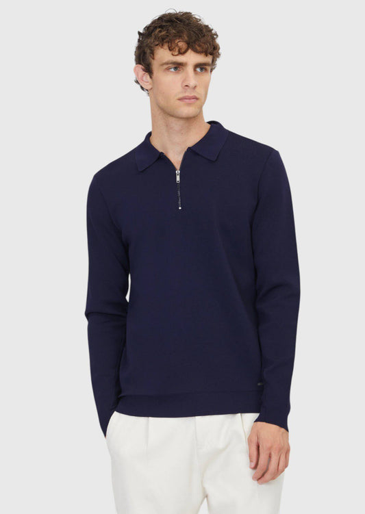 Marineblaues Strick-Sweatshirt