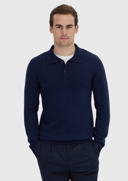 Marineblaues Strick-Sweatshirt