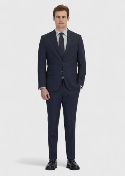 Marineblauer Micro Modern Fit Anzug aus Wollmischung