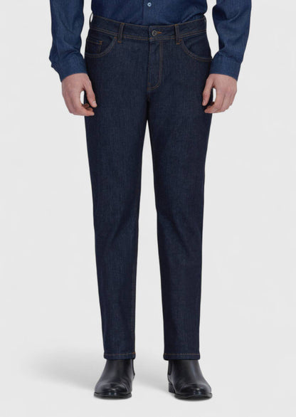 Marineblaue Slim-Fit-Jeans aus Baumwollmischgewebe