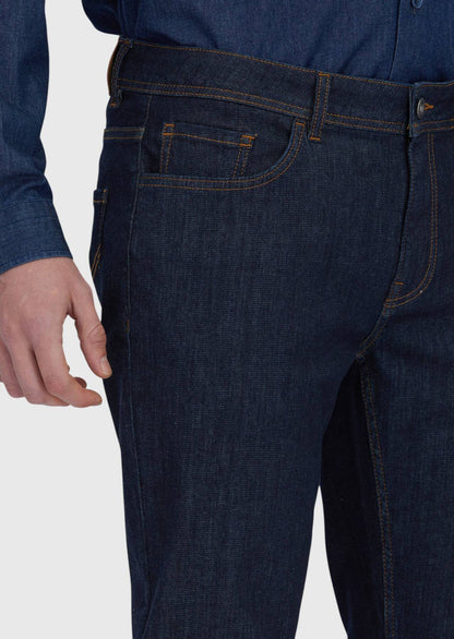 Marineblaue Slim-Fit-Jeans aus Baumwollmischgewebe