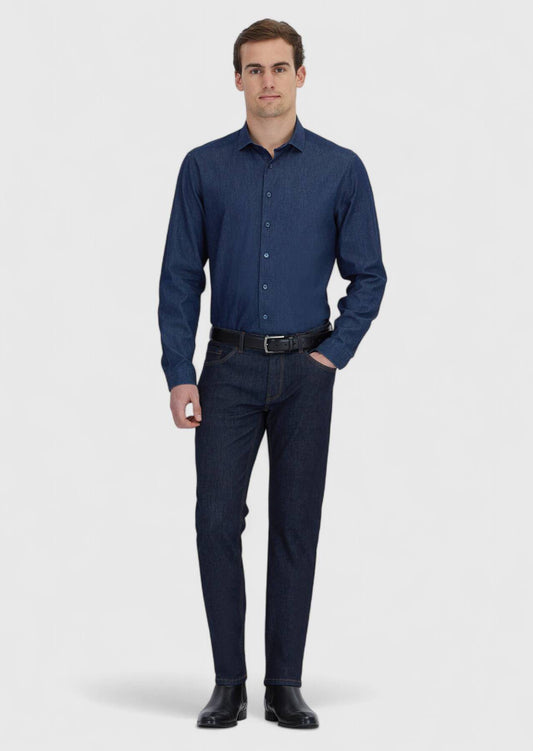 Marineblaue Slim-Fit-Jeans aus Baumwollmischgewebe
