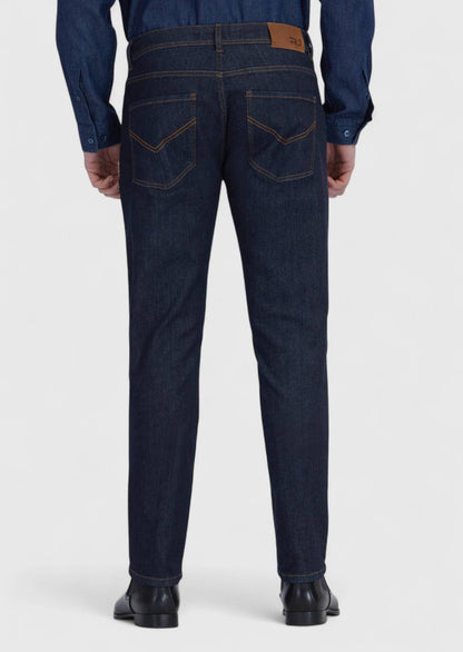 Marineblaue Slim-Fit-Jeans aus Baumwollmischgewebe
