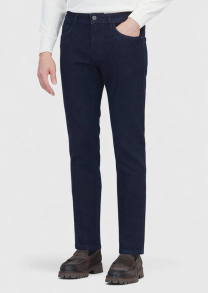 Marineblaue Slim-Fit-Jeans aus Baumwollmischgewebe