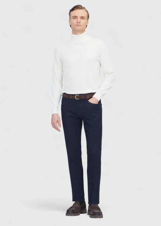 Marineblaue Slim-Fit-Jeans aus Baumwollmischgewebe