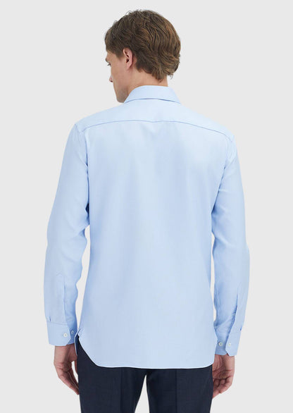 Blau gemustertes Hemd in regulärer Passform, klassisch gewebt, 100 % Baumwolle