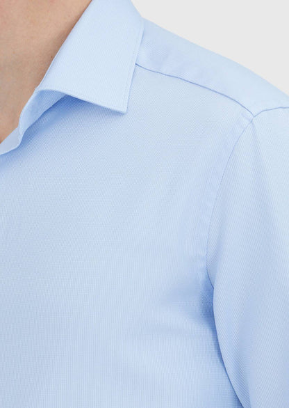 Blau gemustertes Hemd in regulärer Passform, klassisch gewebt, 100 % Baumwolle