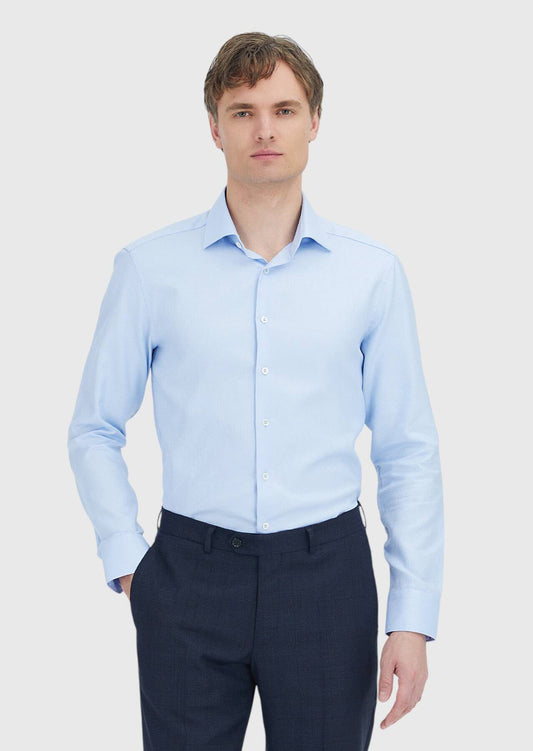 Blau gemustertes Hemd in regulärer Passform, klassisch gewebt, 100 % Baumwolle