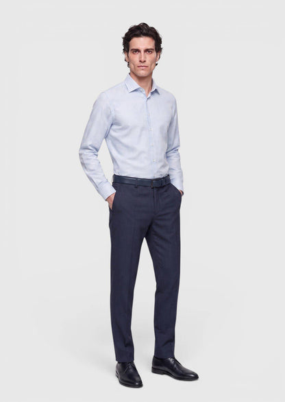Blaues, gemustertes Freizeithemd aus 100 % Baumwolle