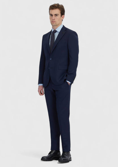 Marineblauer Micro Modern Fit Anzug aus Wollmischung