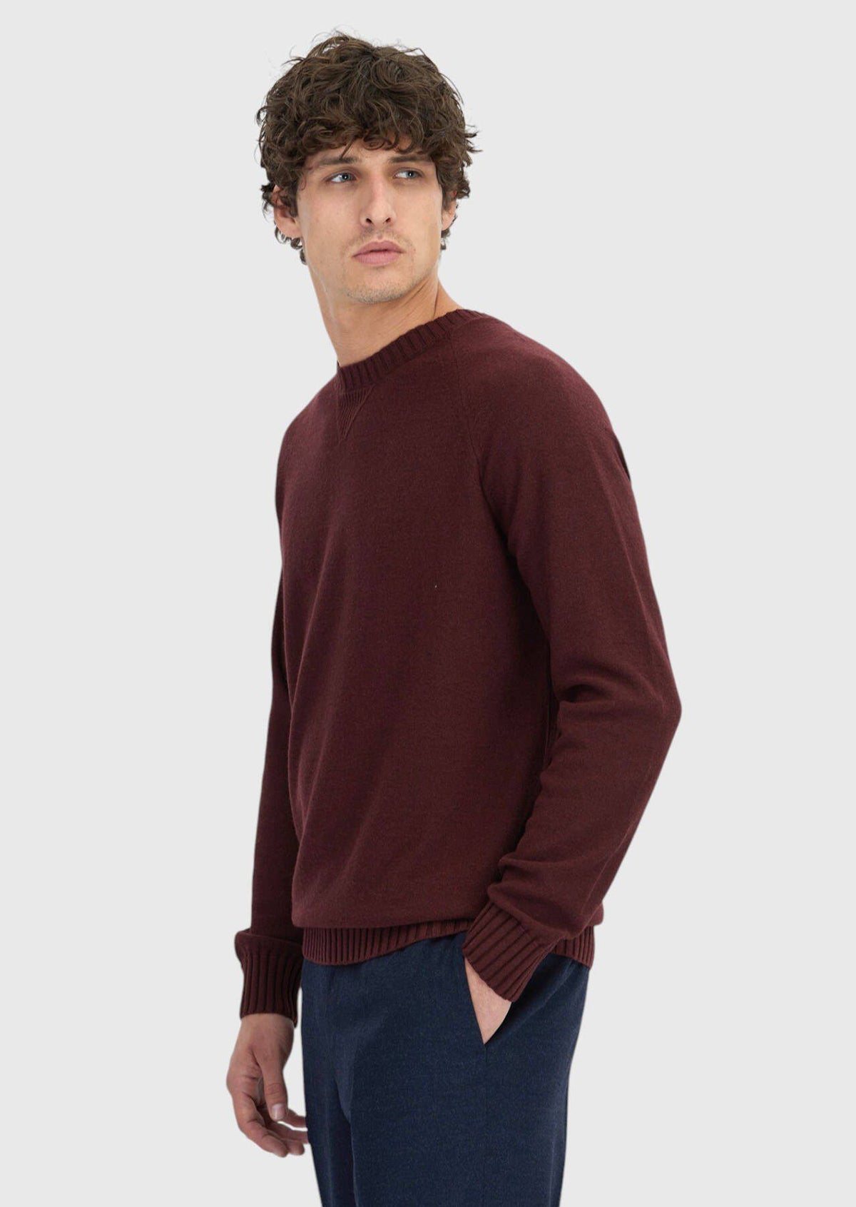 Burgunderfarbenes Strick-Sweatshirt