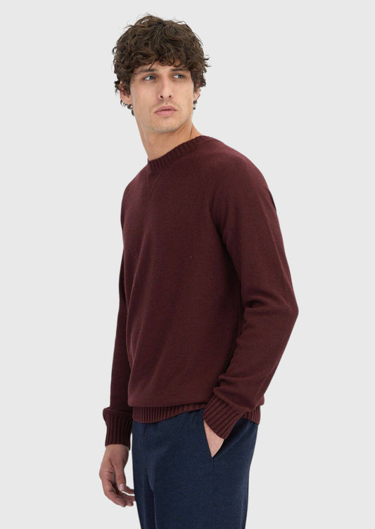 Burgunderfarbenes Strick-Sweatshirt