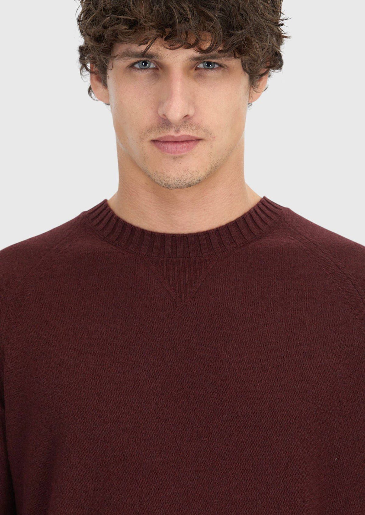 Burgunderfarbenes Strick-Sweatshirt