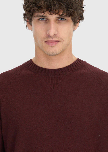 Burgunderfarbenes Strick-Sweatshirt