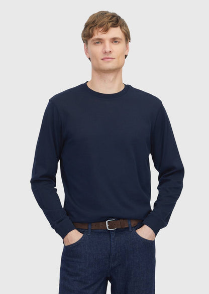 Marineblaues, schlichtes Sweatshirt mit Rundhalsausschnitt