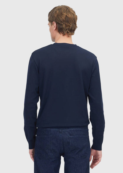 Marineblaues, schlichtes Sweatshirt mit Rundhalsausschnitt