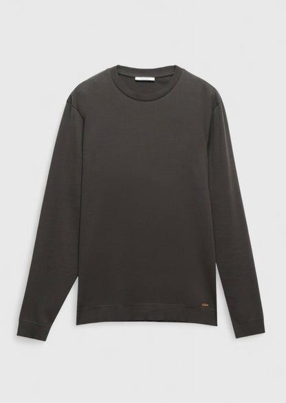 Braunes, schlichtes Sweatshirt mit Rundhalsausschnitt