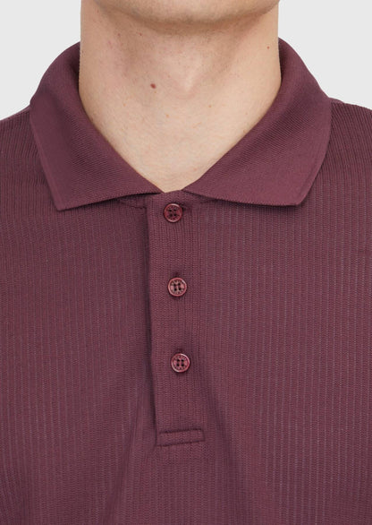 Burgunderfarbenes Polo-Neck-Jacquard-Sweatshirt