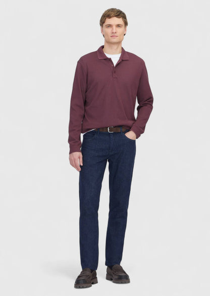 Burgunderfarbenes Polo-Neck-Jacquard-Sweatshirt