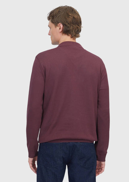 Burgunderfarbenes Polo-Neck-Jacquard-Sweatshirt