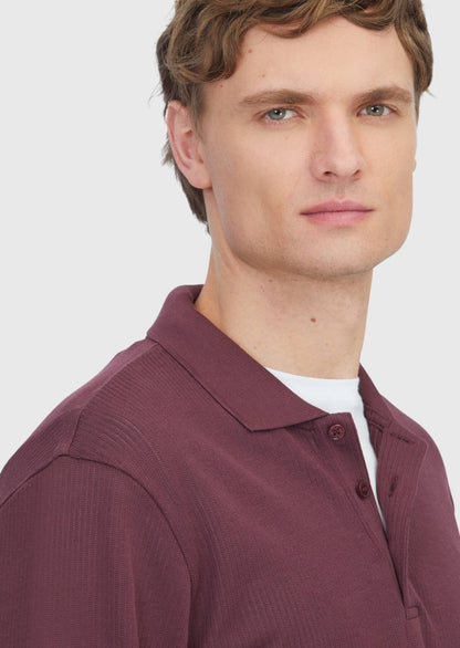 Burgunderfarbenes Polo-Neck-Jacquard-Sweatshirt