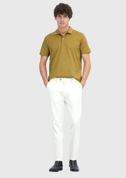 Olivgrünes, einfarbiges Polo-Shirt aus 100 % Baumwolle