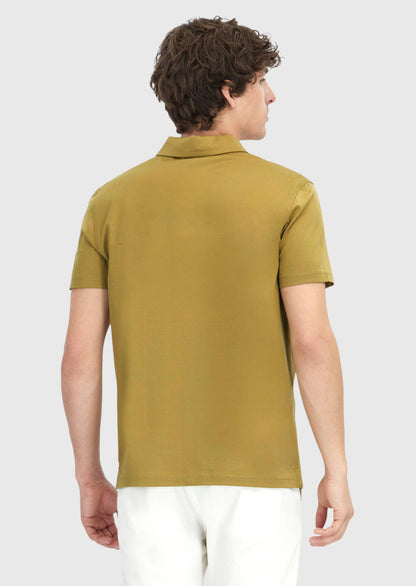 Olivgrünes, einfarbiges Polo-Shirt aus 100 % Baumwolle