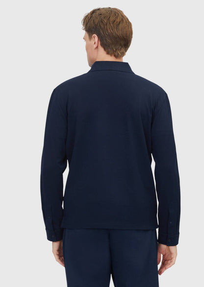 Marineblaues, einfarbiges Polo-Shirt aus 100 % Baumwolle