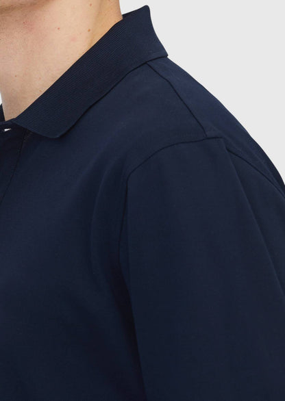 Marineblaues, einfarbiges Polo-Shirt aus 100 % Baumwolle