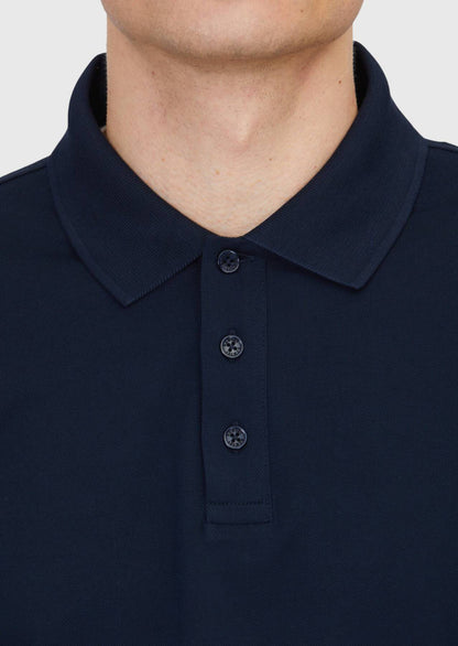 Marineblaues, einfarbiges Polo-Shirt aus 100 % Baumwolle
