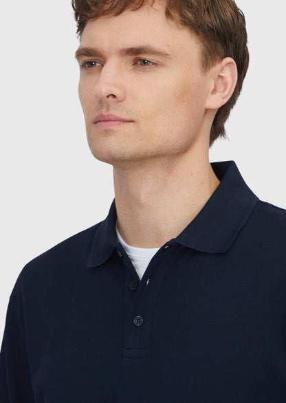 Marineblaues, einfarbiges Polo-Shirt aus 100 % Baumwolle