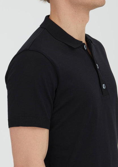 Schwarzes Polohemd aus 100% Baumwolle