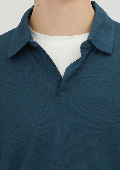Petrolblaues Polo-Sweatshirt, schlicht