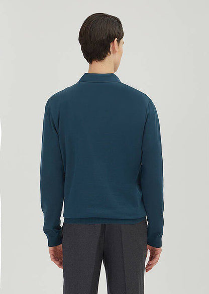 Petrolblaues Polo-Sweatshirt, schlicht