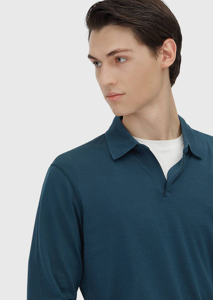 Petrolblaues Polo-Sweatshirt, schlicht