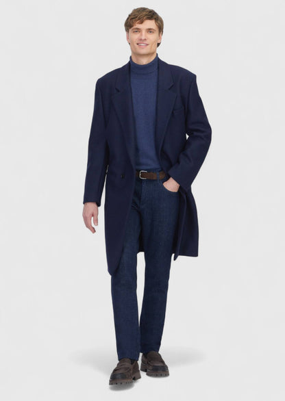 Marineblauer, normal geschnittener, lässiger Strickmantel