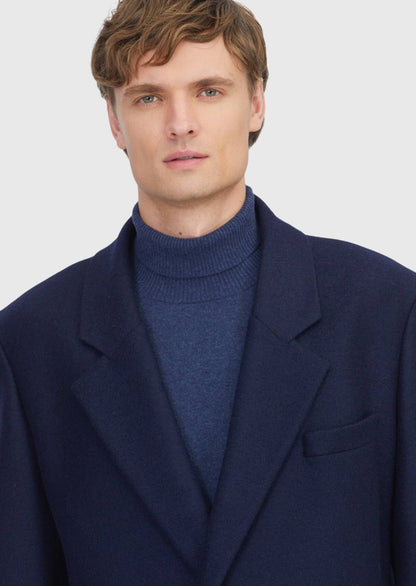 Marineblauer, normal geschnittener, lässiger Strickmantel