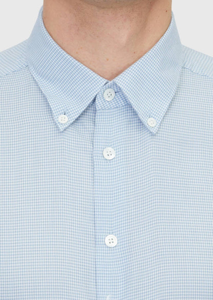 Blaues Freizeithemd aus Baumwollmischgewebe
