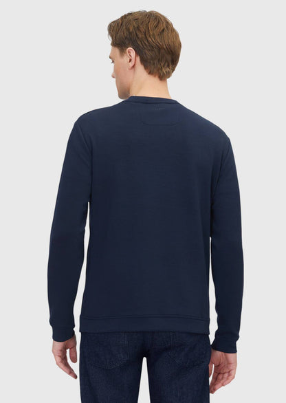 Marineblaues, schlichtes Sweatshirt mit Rundhalsausschnitt