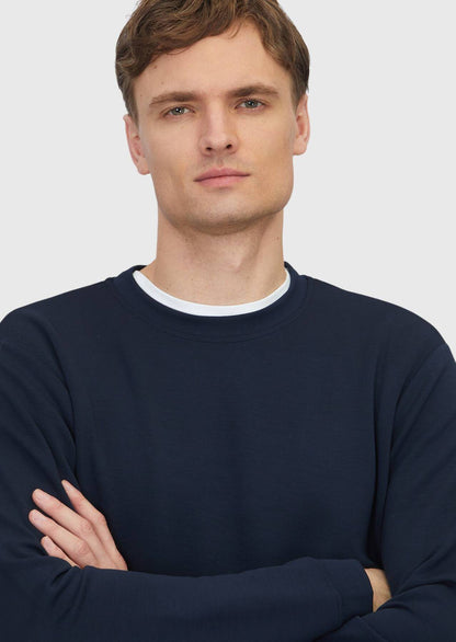 Marineblaues, schlichtes Sweatshirt mit Rundhalsausschnitt
