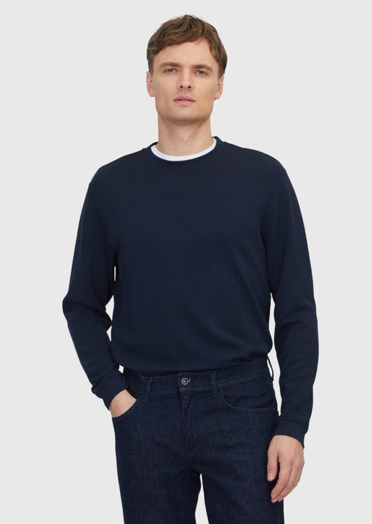 Marineblaues, schlichtes Sweatshirt mit Rundhalsausschnitt