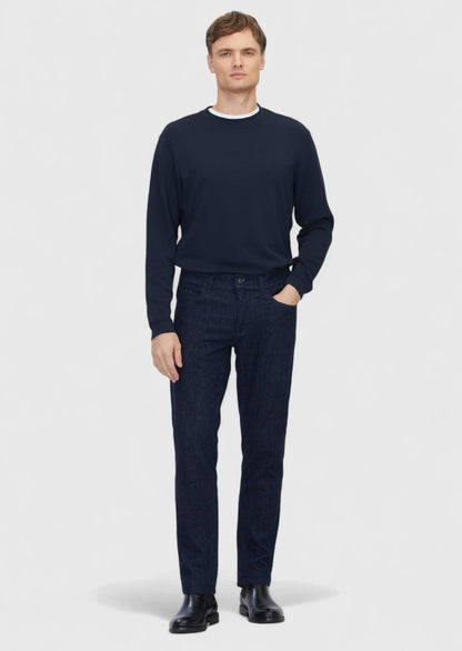 Marineblaues, schlichtes Sweatshirt mit Rundhalsausschnitt