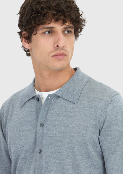 Graue Strickjacke mit Rollkragen aus Wollmischung