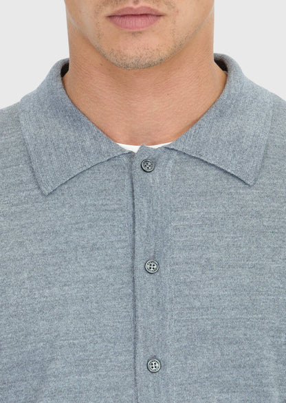 Graue Strickjacke mit Rollkragen aus Wollmischung