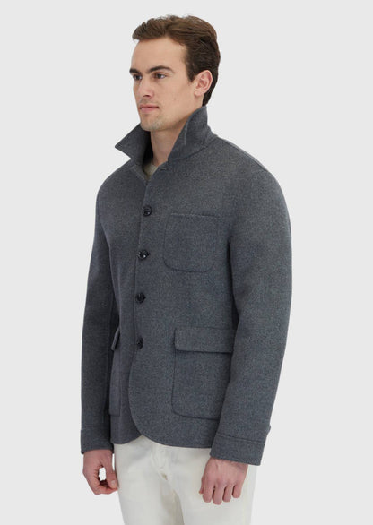 Blazer aus Wollmischung in regulärer Passform, Farbe Hard Coal