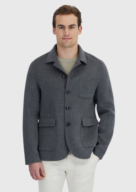 Blazer aus Wollmischung in regulärer Passform, Farbe Hard Coal