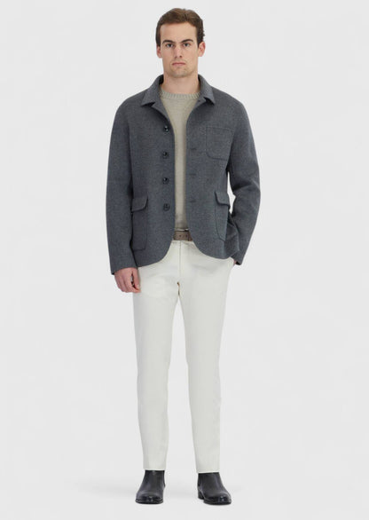 Blazer aus Wollmischung in regulärer Passform, Farbe Hard Coal
